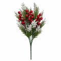 Künstliche Weihnachtszweige mit roten Beeren, 37 cm, realistische Kiefernzweige für Floristik, Hochzeit, Festdekoration, Schaufenster, Wohnraum