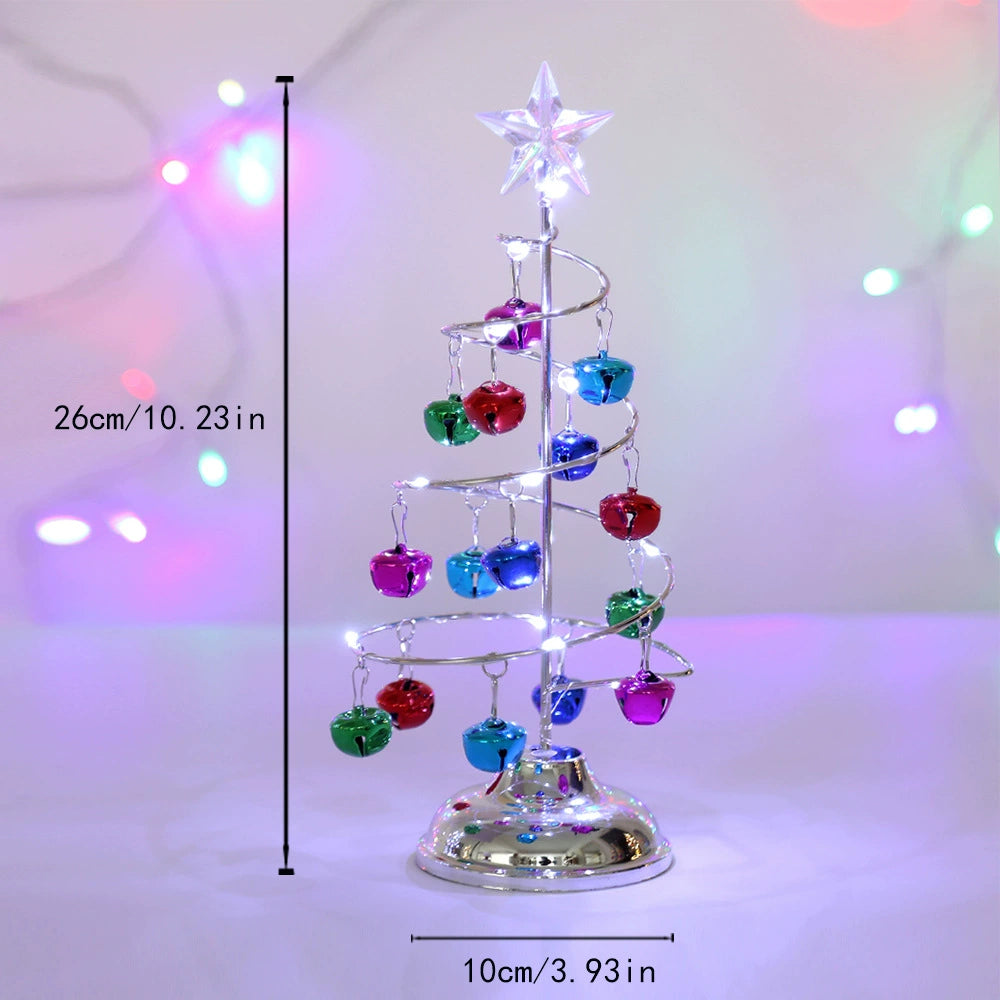 LED-Weihnachtsbaum aus Metall, 26 cm hoch, gold oder silber, perfekt für Weihnachtsdekoration, Geschenke, Heimdekoration