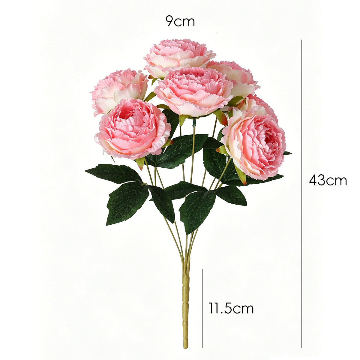 Künstliche Pfingstrosen (7 Stück), 49 cm lang,  Material, für Hochzeiten, Home Decor und Einzelhandel, Blütendurchmesser 9 cm