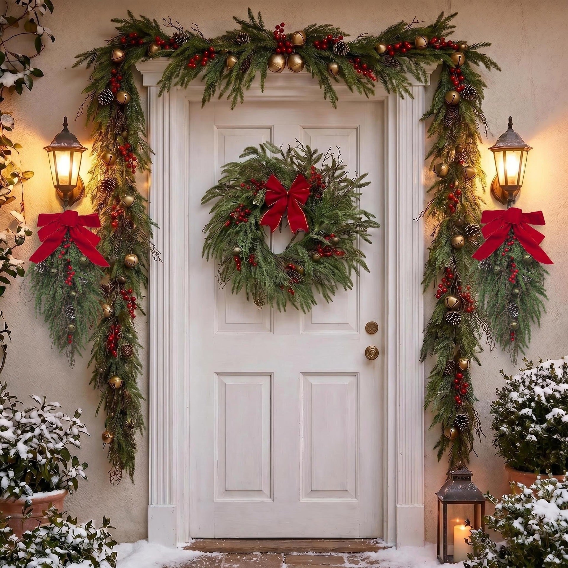 Real-Touch Weihnachtskranz aus Kunststoff, 70 cm Durchmesser, mit Kiefernnadeln, Zapfen und roten Beeren, perfekt für Weihnachtsdekoration, Hochzeiten, Einzelhandel