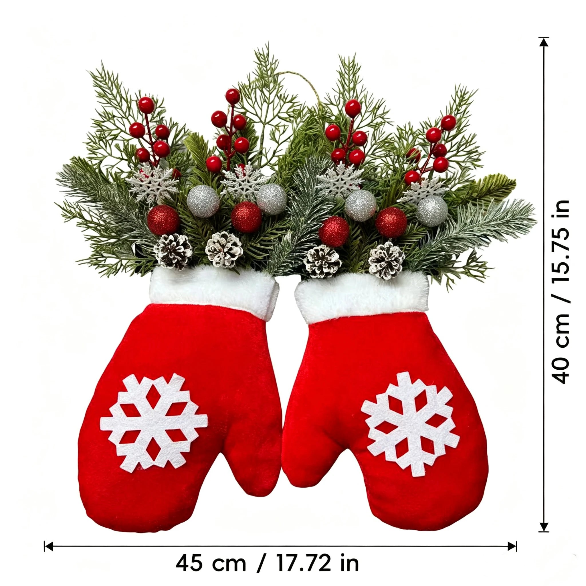 Weihnachtskranz mit Handschuh-Dekor, 40 cm, LED-Beleuchtung, für Innenraum, Wohnzimmer, Geschäfte, Events