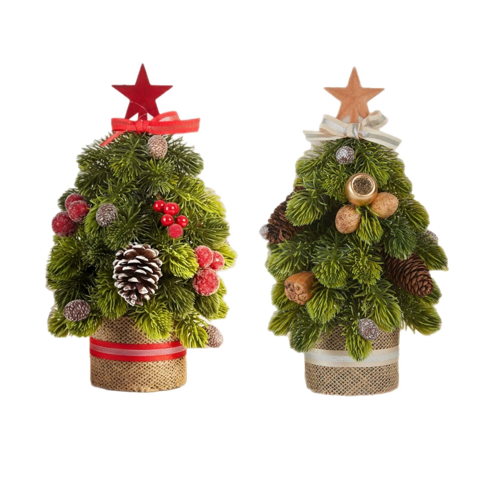 Weihnachtsdekoration mit Stern, Kiefernzapfen und Schleife, 30 cm hoch, 15 cm breit, Tischdekoration für Zuhause, Café, Hotel, Einzelhandel