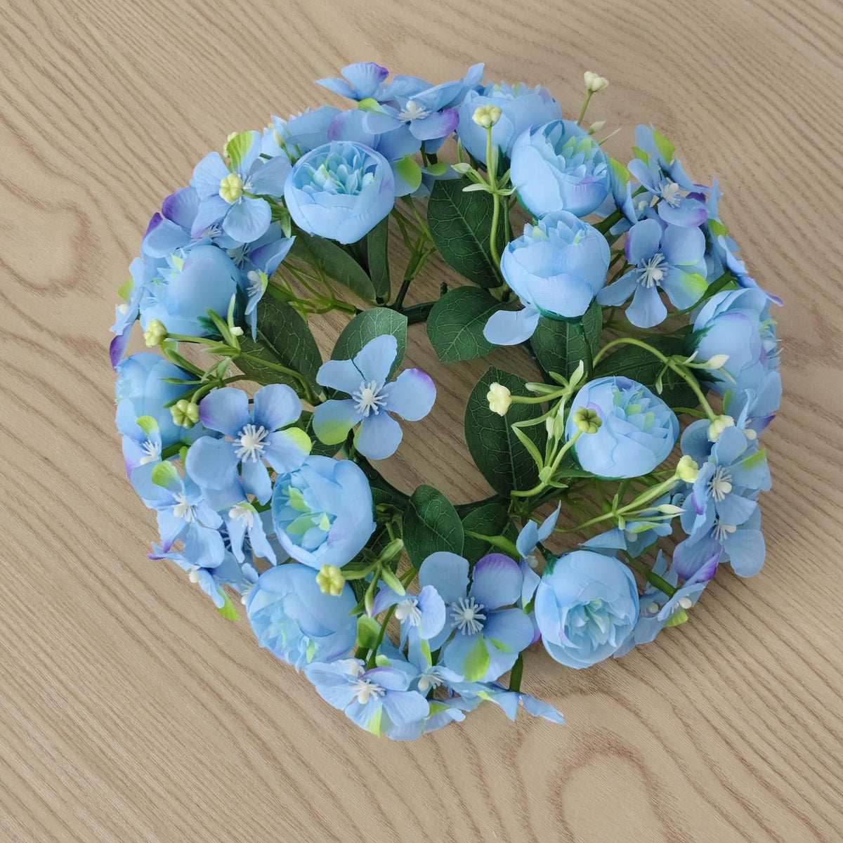 Künstliche Pfingstrosen-Kerzenring mit Wildblumen, 23 cm Durchmesser, aus Seide, für Hochzeiten, Innendekoration und Events