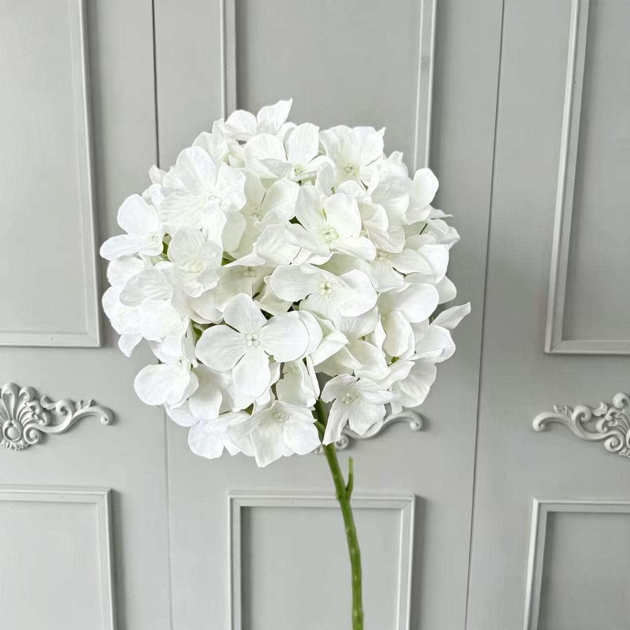 Künstliche Hortensie, 67 cm, hochwertig naturgetreu, für Hochzeit, Trauerfeier, Dekoration, Innenraum, 1 Stiel
