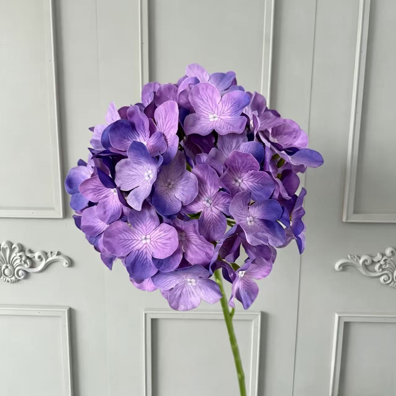 Künstliche Hortensie, 67 cm, hochwertig naturgetreu, für Hochzeit, Trauerfeier, Dekoration, Innenraum, 1 Stiel