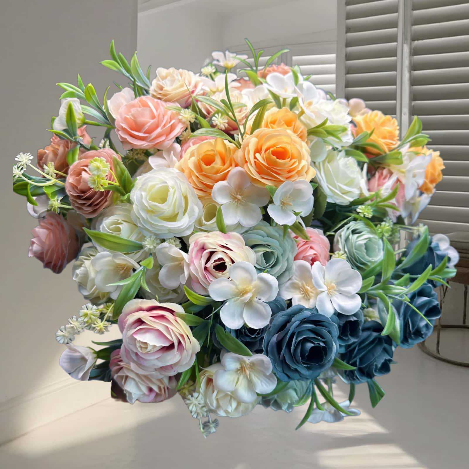 Realistische Kunstrose, 28 cm hoch, 5 Blüten pro Stiel, 2 Stück, für Hochzeitsdekoration, Hausdekoration