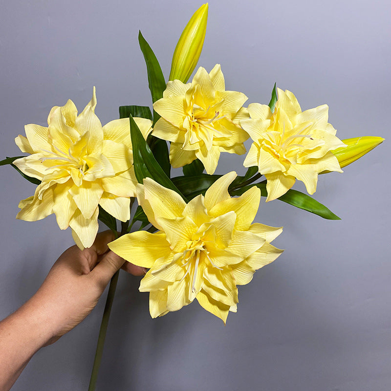 80cm PU Real-Touch Lilienstrauß, 2 Blüten + 1 Knospe, 15cm Durchmesser, für Hochzeiten, Innenraumdekoration, Blumengeschäfte