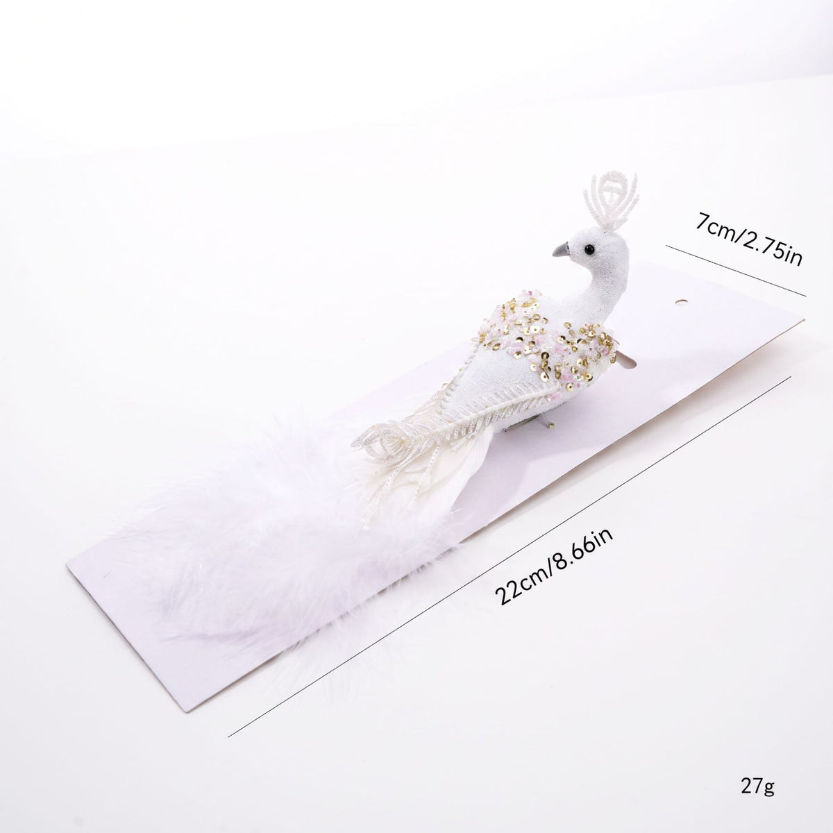 Künstlicher Pfauen-Dekoaufsteller, 22 cm lang, 7 cm breit, Schaumstoff, realistisch für Hochzeit, Festdekoration, Grabschmuck, Innenraumgestaltung