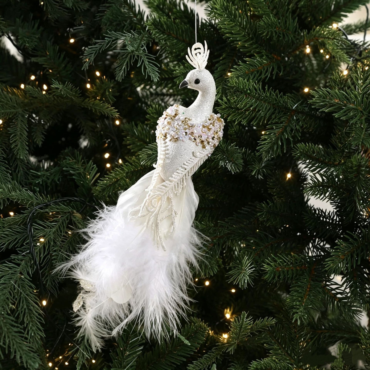 Künstlicher Pfauen-Dekoaufsteller, 22 cm lang, 7 cm breit, Schaumstoff, realistisch für Hochzeit, Festdekoration, Grabschmuck, Innenraumgestaltung