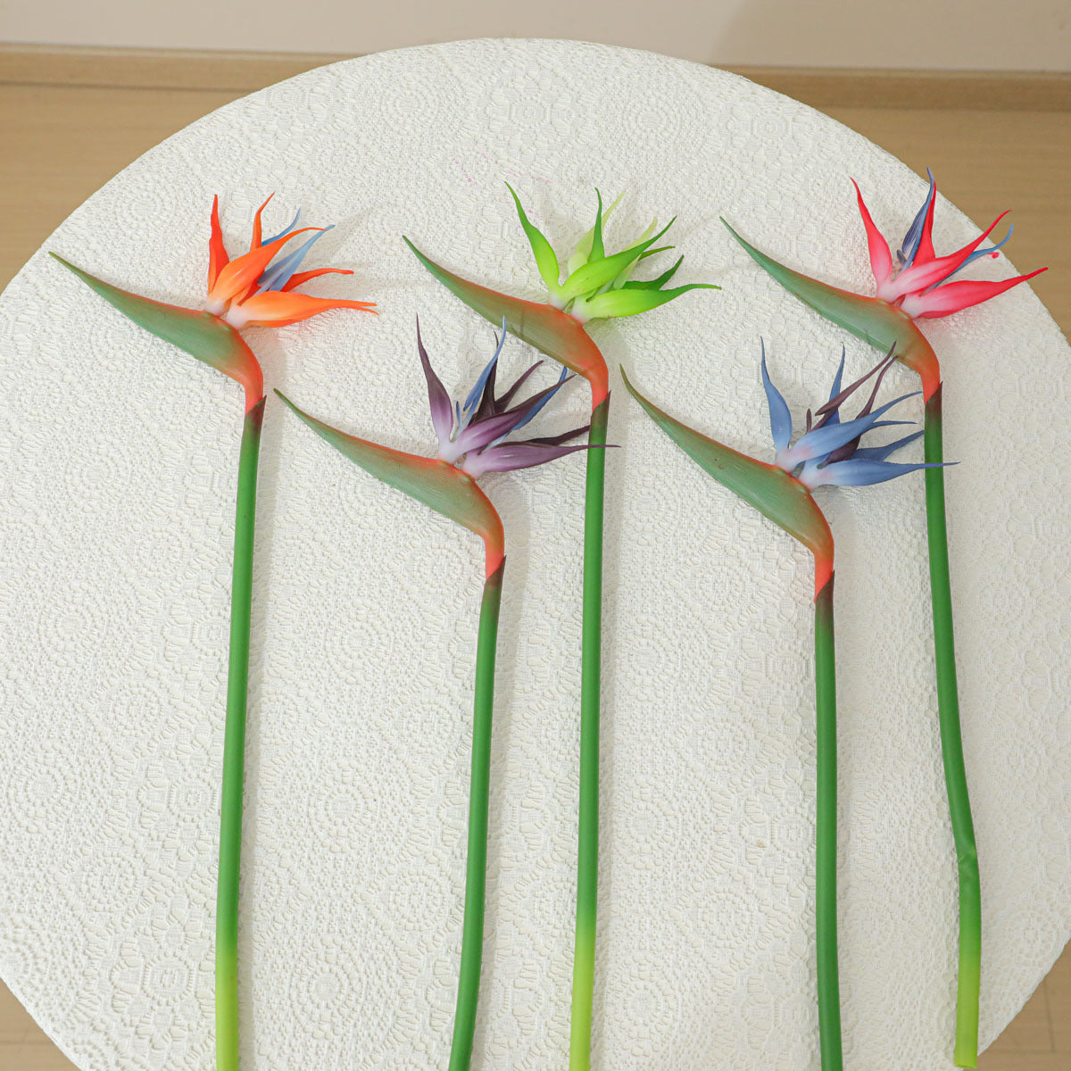 Paradiesvogelblume künstlich, 42 cm, Latex, hochrealistisch für Hochzeit, Hotel, Bürodeko, Innenraum, ohne Topf
