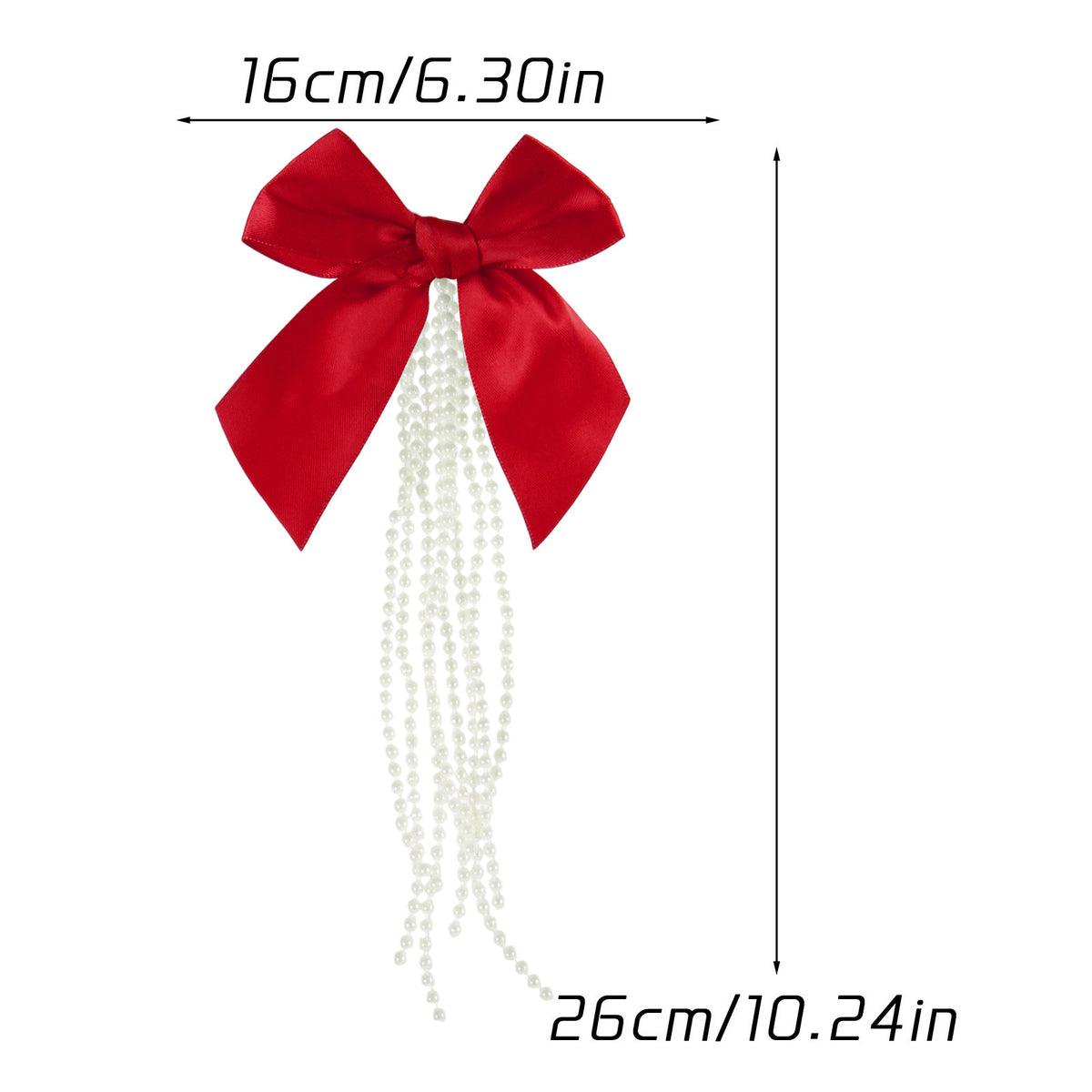 Weihnachtsschmuck mit Perlenkette und Schleife, 16x26 cm, glitzernde Deko für Baum, Geschenke, Tischdekoration, Hochzeiten, Café