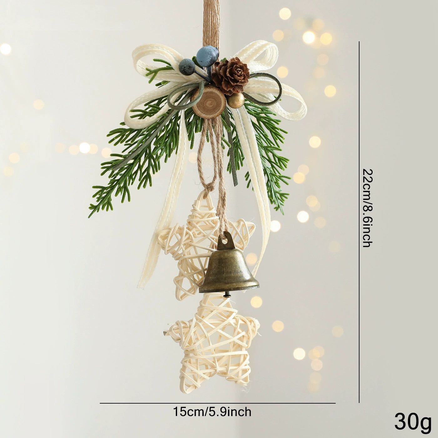 Weihnachtsschmuck Türdekoration Glockenanhänger für Baum, Fenster und Wanddekoration, 9 Stile, 30 cm, Kunststoff, realistische Optik für Festdekoration, Einzelhandel und Großhandel