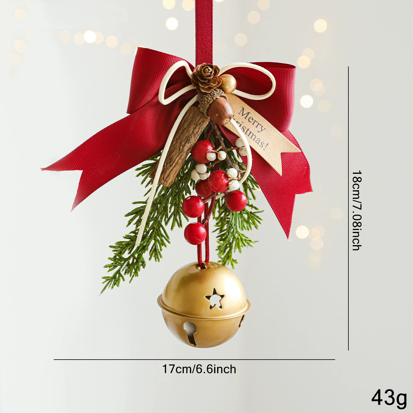 Weihnachtsschmuck Türdekoration Glockenanhänger für Baum, Fenster und Wanddekoration, 9 Stile, 30 cm, Kunststoff, realistische Optik für Festdekoration, Einzelhandel und Großhandel