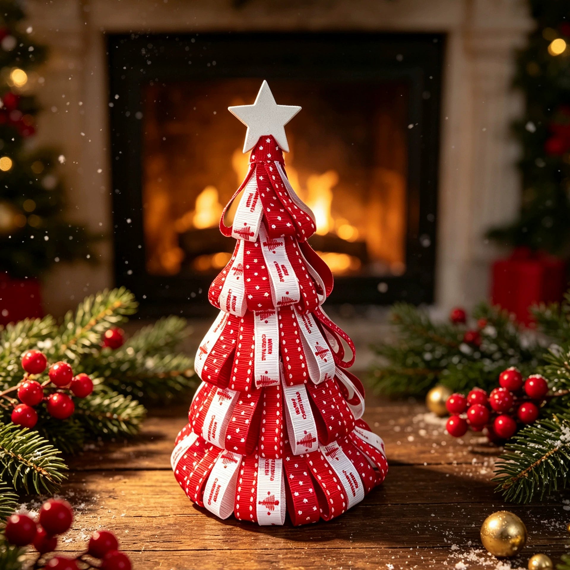 Künstlicher Weihnachtsbaum mit Schleife, 18 cm hoch, 9 cm breit, für Tischdekoration, Wohnkultur, Hochzeiten, Events