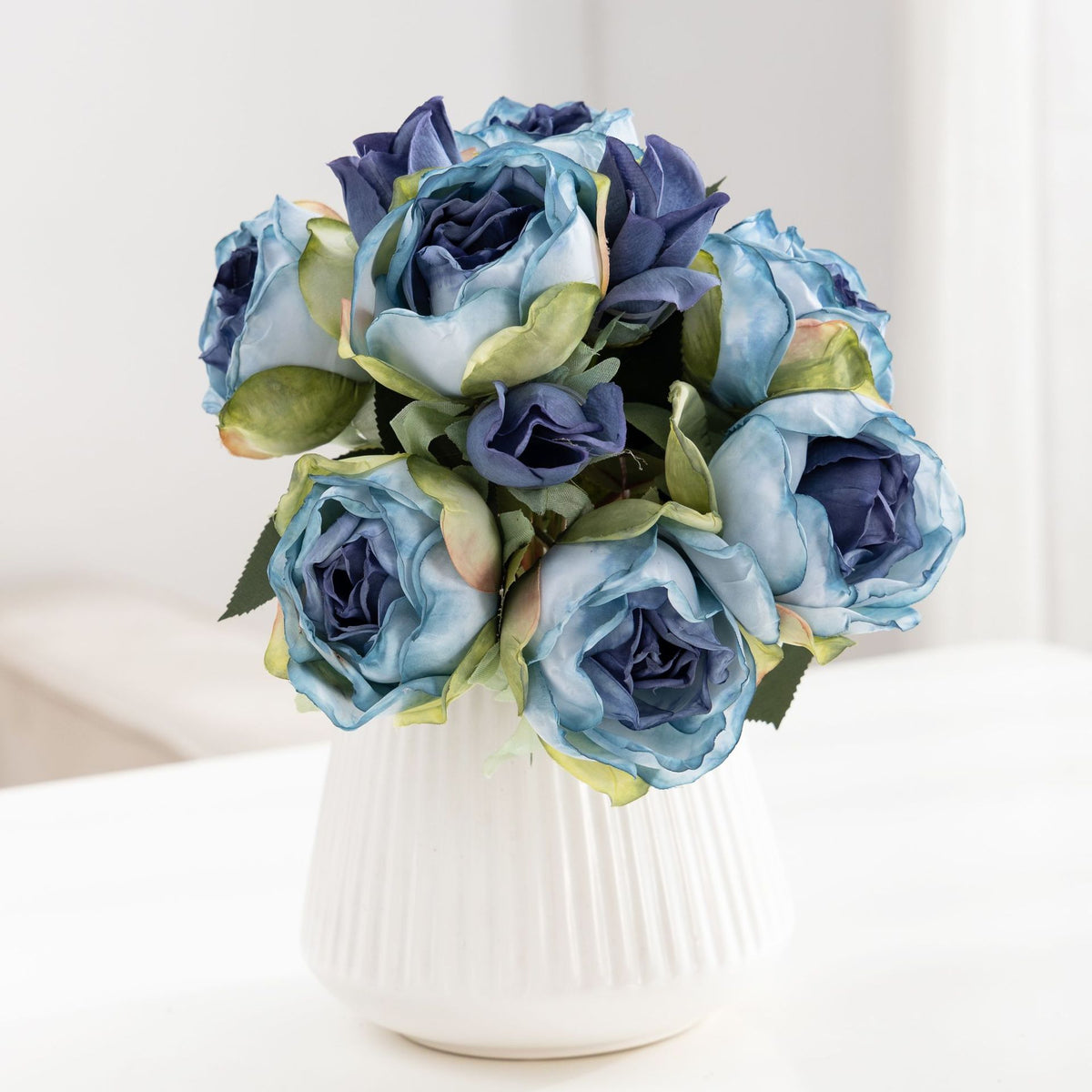 10er Set künstliche Rosen aus Seide, 27 cm Handstrauß, Hochzeit Dekoration, Wohnzimmer, Grabschmuck, realistische Optik