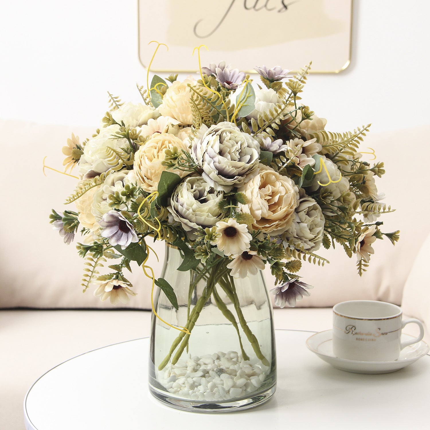 Künstliche Pfingstrosen aus Seide, 34 cm, 10 Blüten, realistisch, für Hochzeiten, Zuhause, Laden, Hotel