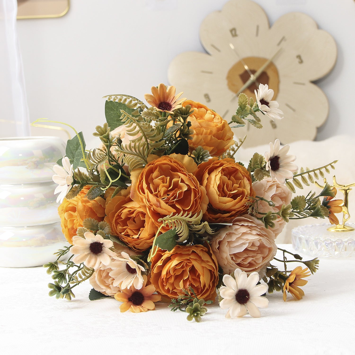 Künstliche Pfingstrosen aus Seide, 34 cm, 10 Blüten, realistisch, für Hochzeiten, Zuhause, Laden, Hotel