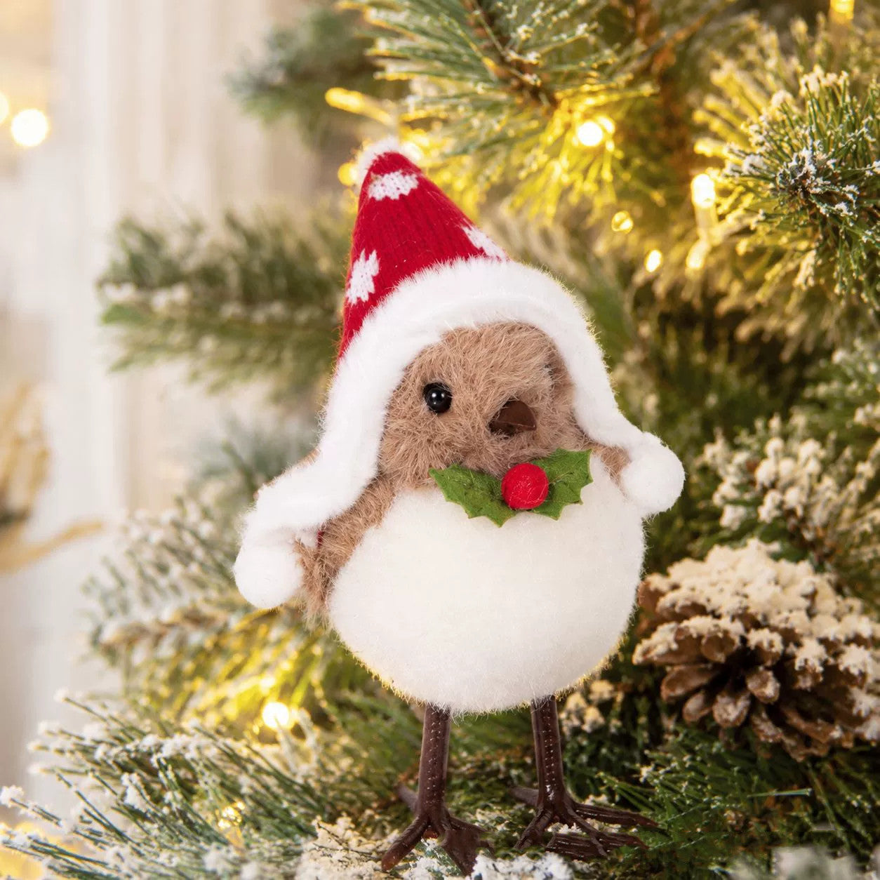 Weihnachtsbaum-Anhänger Vogel, 13 cm, flauschige Schaumstoff-Deko, realistische Optik für Tische, Schaufenster, Hochzeiten, Festtagsdekoration