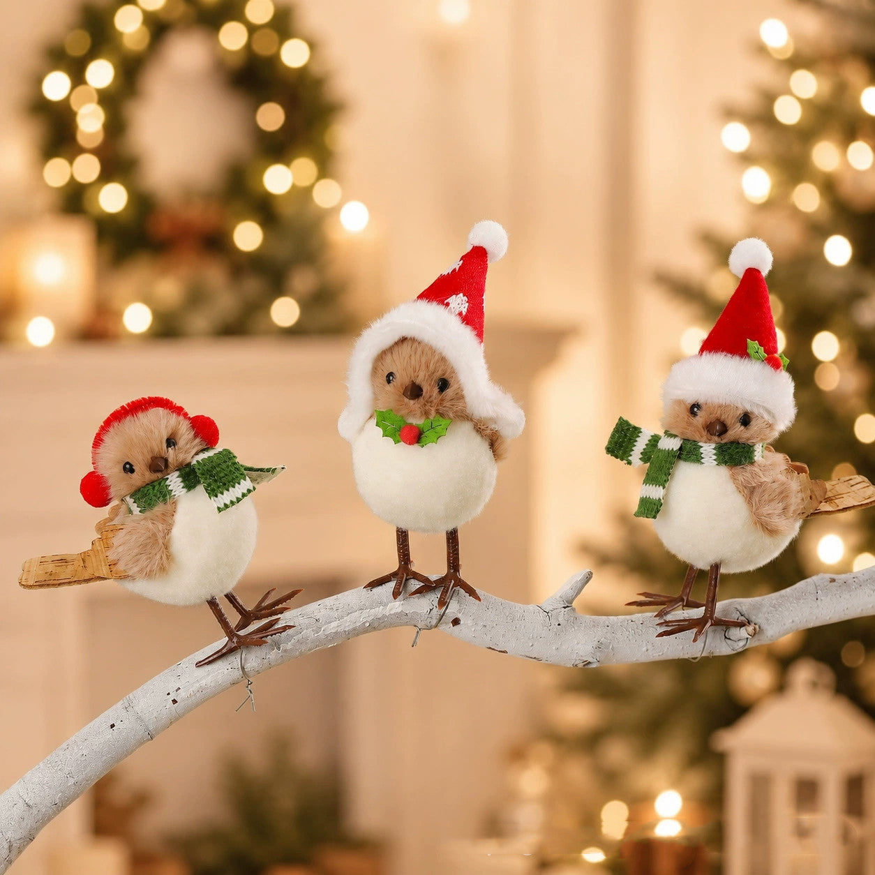 Weihnachtsbaum-Anhänger Vogel, 13 cm, flauschige Schaumstoff-Deko, realistische Optik für Tische, Schaufenster, Hochzeiten, Festtagsdekoration