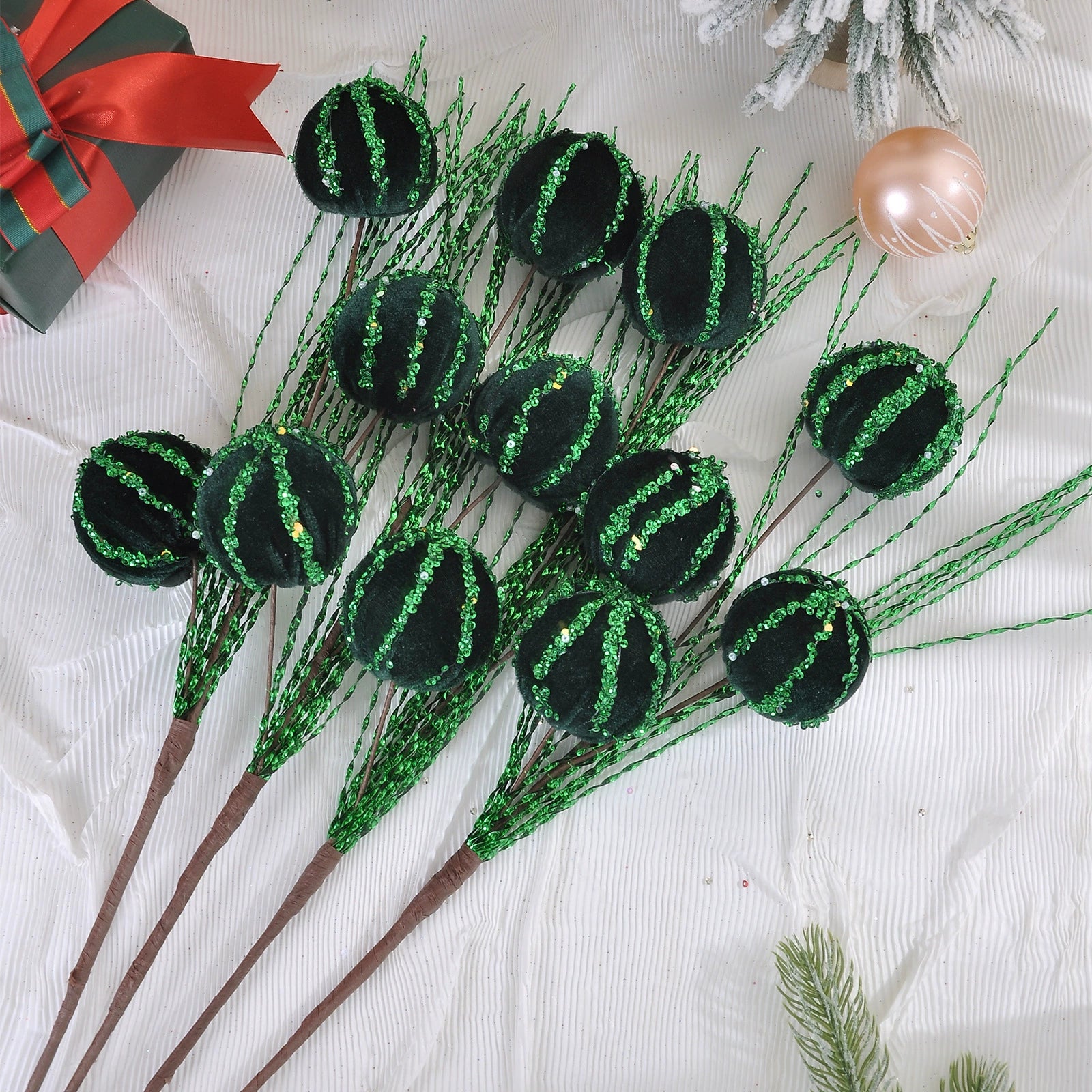 5er Set Christbaumschmuck, 69 cm hoch, Real-Touch Material, rot, grau, weiß, rosa, champagner, grün, für Weihnachtsdekoration, Hochzeiten, Einzelhandel