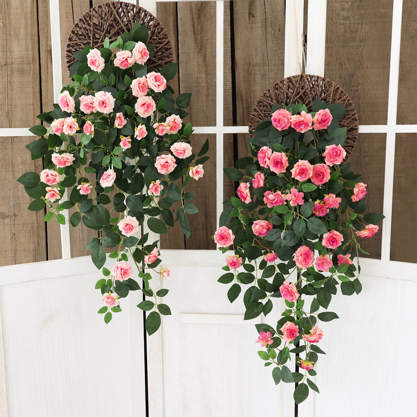 Künstliche Rosenranke, 90 cm Seidenblumen, 31 Blüten, wandmontierbar, Raumdekoration, Hochzeit, Event, Café, Hotel, realistisch, pflegeleicht