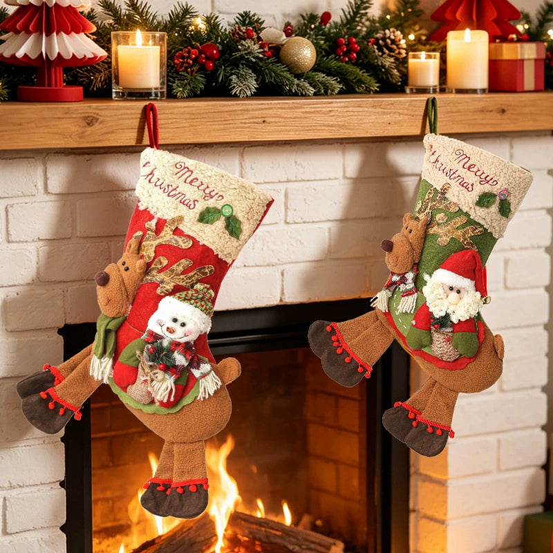 Weihnachtsdeko Weihnachtssocken, 44 cm lang, 28 cm breit, Geschenkidee, perfekt für Weihnachtsbaum, Wohnzimmer, Eventdekoration