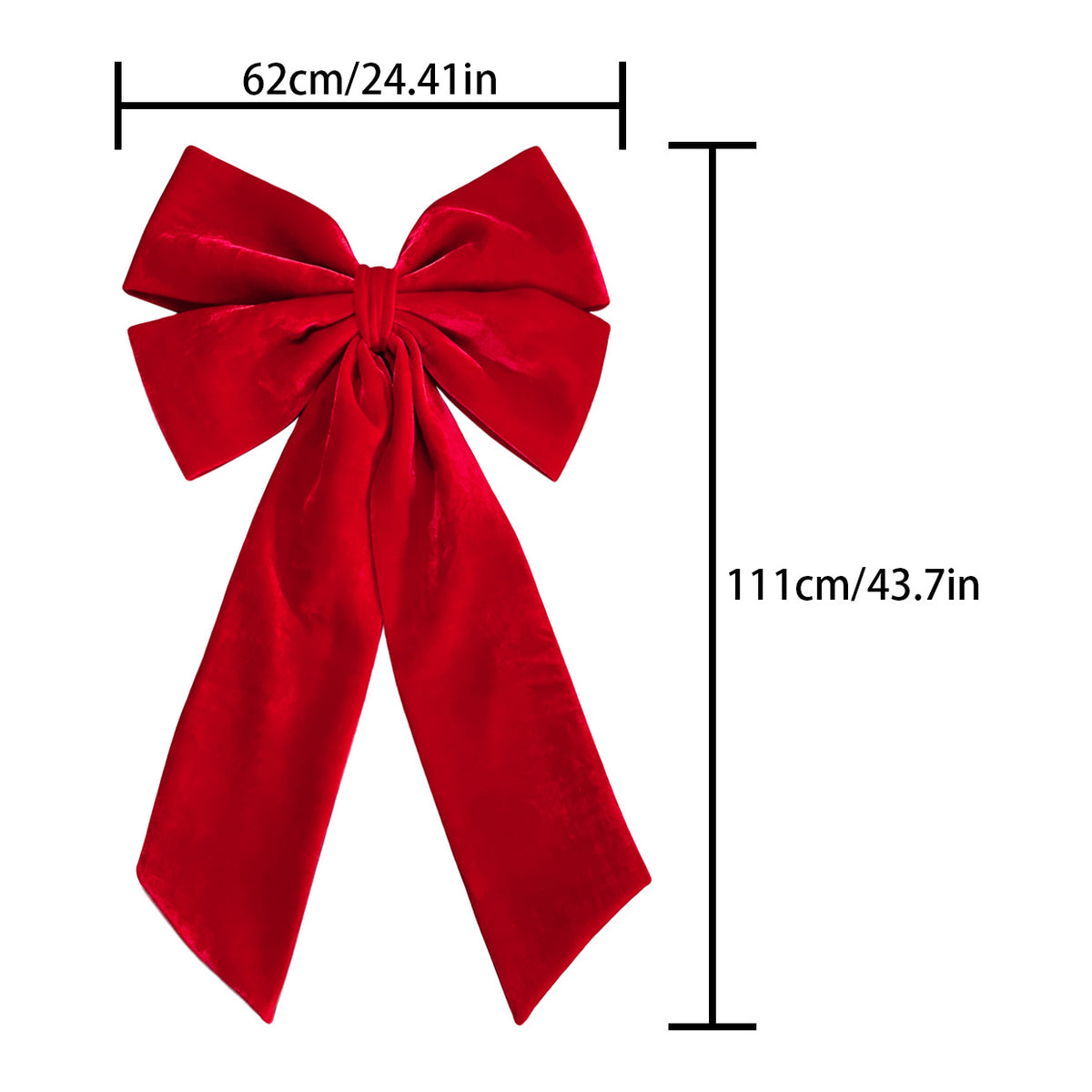 Roter Samt-Doppelschleifen-Deko, 62x111 cm – Hochwertige Weihnachtsdekoration für Hochzeiten, Trauerfeiern, Shop-Deko, ganzjährig einsetzbar