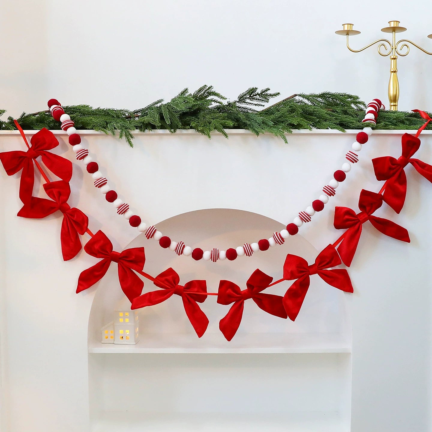 Butterfly-Schleifen-Girlande 180 cm, künstliche Weihnachtsdekoration für Hotel, Schaufenster, Hochzeit, Festliche Raumgestaltung