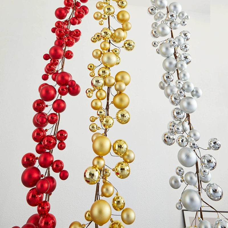 Weihnachtsdeko, 180 cm Länge, LED-Lichtkugeln, 8 verschiedene Designs, für Fensterdekoration, Haustürschmuck, Festtagsstimmung