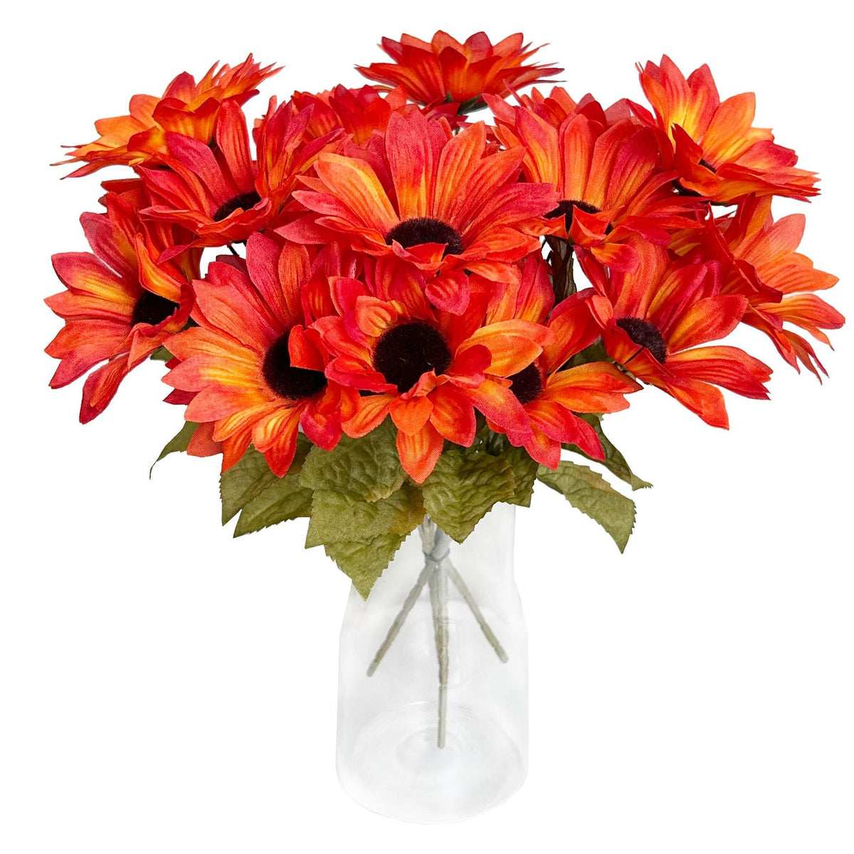 Künstliche Sonnenblumen Büschel – 6 Blüten, 31 cm, Seidenstoff, UV-beständig, für Hochzeit, Dekoration, Ladenlokal, Innenraum