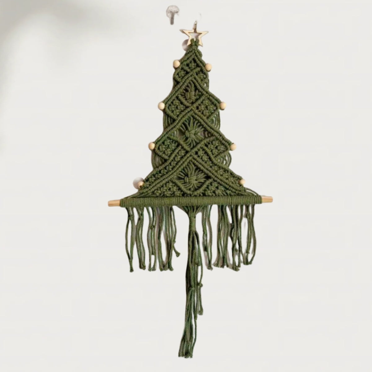 Handgefertigte Baumwoll-Seil Weihnachtsbaum Franse Dekoration, 61x30 cm, Wandbehang für Hochzeit, Café, Zuhause, Geschenk, ganzjährig nutzbar