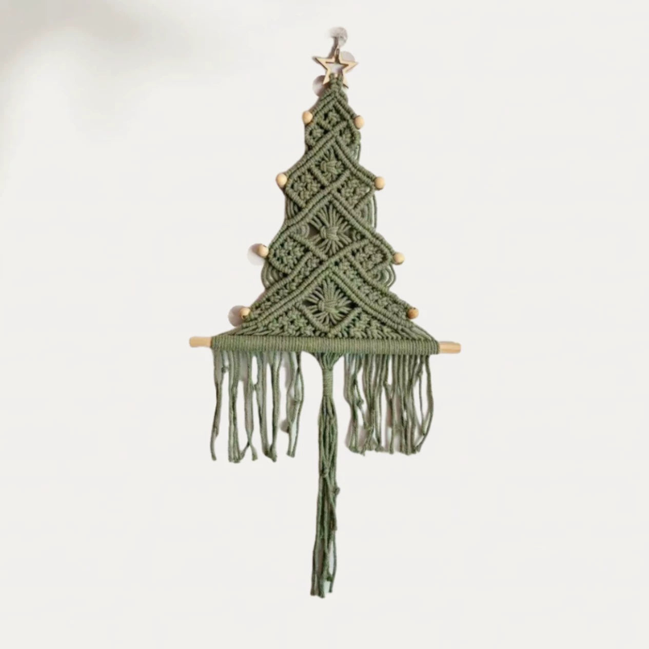 Handgefertigte Baumwoll-Seil Weihnachtsbaum Franse Dekoration, 61x30 cm, Wandbehang für Hochzeit, Café, Zuhause, Geschenk, ganzjährig nutzbar