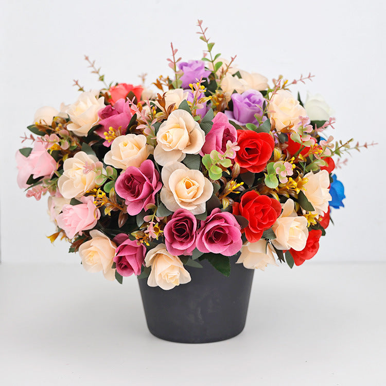 Künstliche Rosenzweige, 35 cm, Seide, 12 Blüten, für Hochzeiten, Grabgestecke, Wohnaccessoires, Café-Dekoration