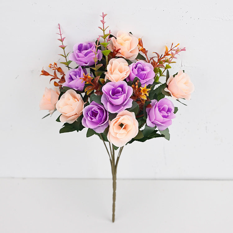 Künstliche Rosenzweige, 35 cm, Seide, 12 Blüten, für Hochzeiten, Grabgestecke, Wohnaccessoires, Café-Dekoration