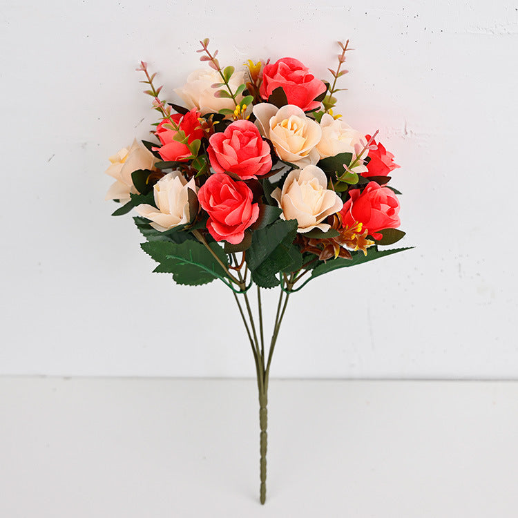 Künstliche Rosenzweige, 35 cm, Seide, 12 Blüten, für Hochzeiten, Grabgestecke, Wohnaccessoires, Café-Dekoration