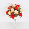 Künstliche Rosenzweige, 35 cm, Seide, 12 Blüten, für Hochzeiten, Grabgestecke, Wohnaccessoires, Café-Dekoration