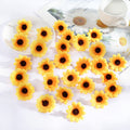 50 Stück künstliche Sonnenblumen, Seidenblüten, 4,5 cm Durchmesser, DIY Hochzeit Dekoration, Grabgestaltung, Shop-Deko, Bastelbedarf