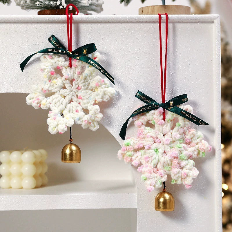 Handgefertigte Filz-Schneeflocken Weihnachtsbaum-Anhänger, 16 cm, Set mit 5 Designs – Dekoration für Fest, Hochzeit, Café