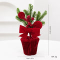 Weinrote Samt-Weihnachtskugeln im Topf, Weihnachtsdeko für Türschwellen, Schaufenster und Innenräume, Set von 4 Stücken