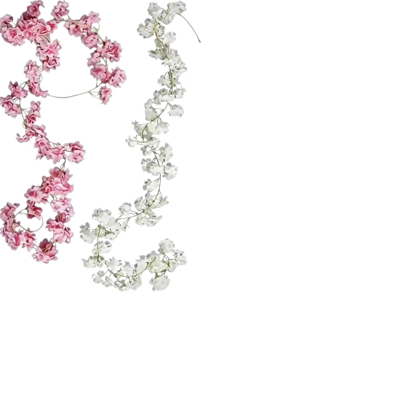 Künstliche Kirschblüten-Ranke, 185 cm, 135 Blüten, Seidenstoff, 2 Stück, modern & boho, für Hochzeit, Shop-Deko, Innenraum