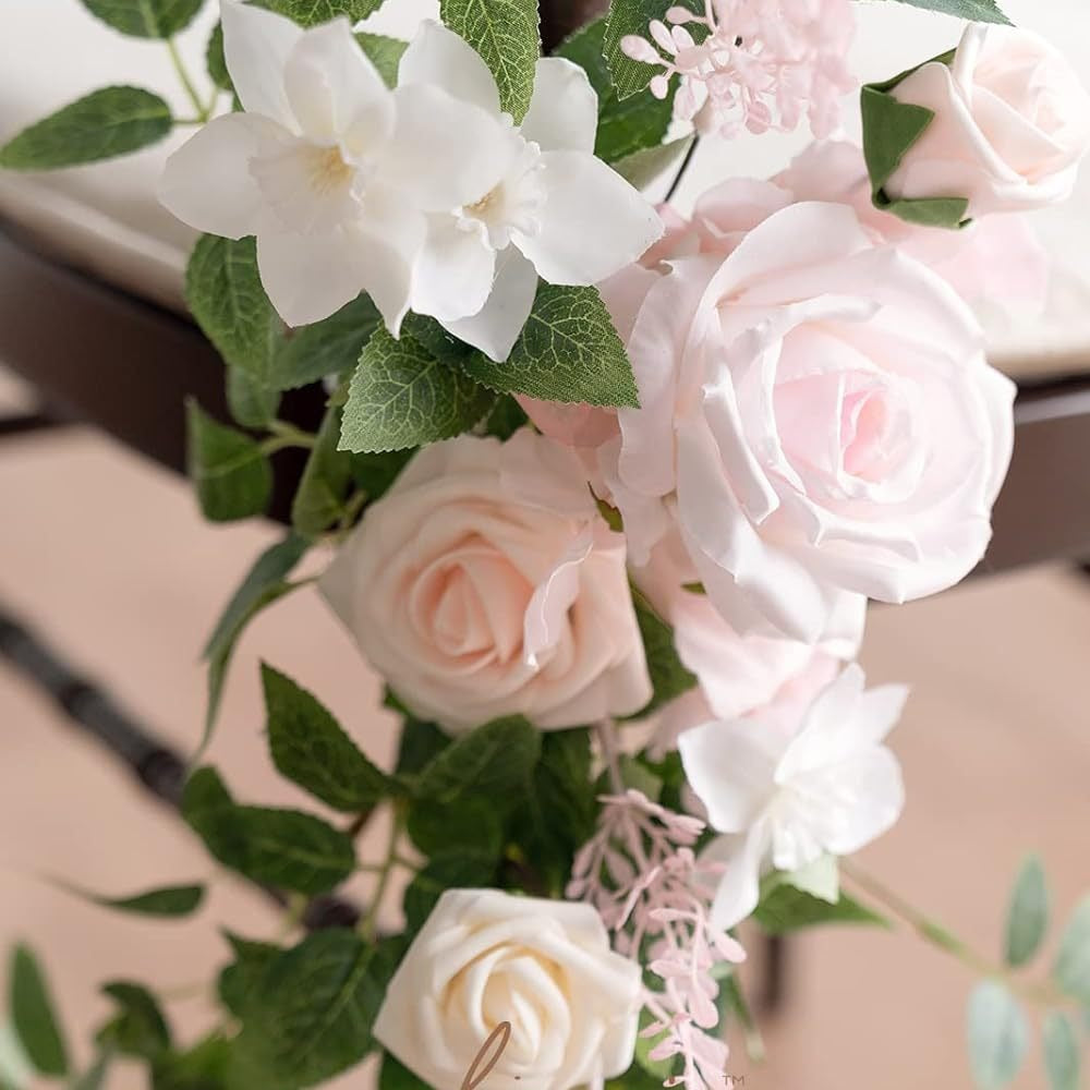 Künstliche Blume für Stuhldekoration, 60 cm, transparente Organdy-Schleifen, Set mit 2 Schleifen und 1 Blume, für Hochzeiten, Outdoor-Events