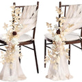 Künstliche Blume für Stuhldekoration, 60 cm, transparente Organdy-Schleifen, Set mit 2 Schleifen und 1 Blume, für Hochzeiten, Outdoor-Events