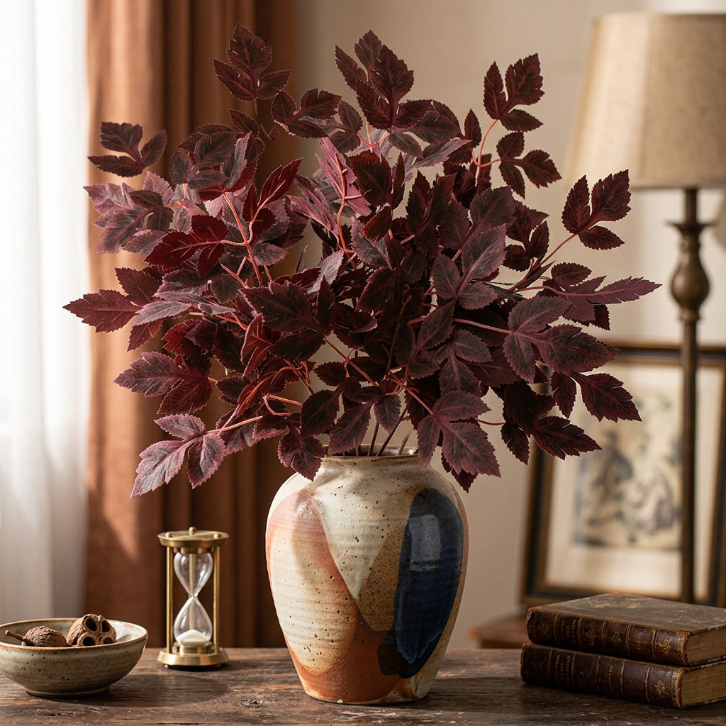 Künstlicher Ahornblatt-Zweig, 52 cm, Herbstfarben, Deko für Vase, Wandgestaltung, Hochzeit, Innenraum, Gewerbe & Privat