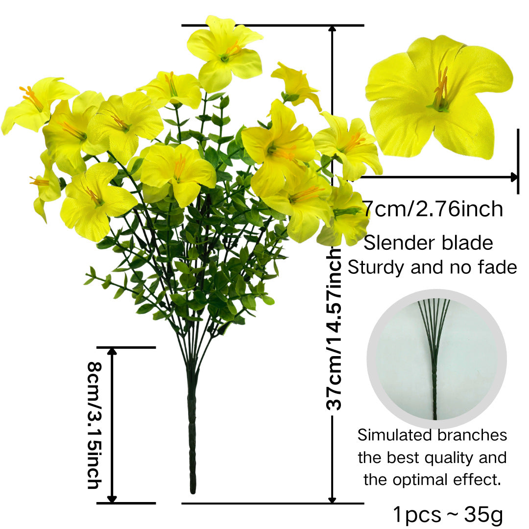 Künstliche Eukalyptus-Trichterblume, 37 cm, Plastik, realistisch, für Zuhause, Café, Hotel, Einzelhandel