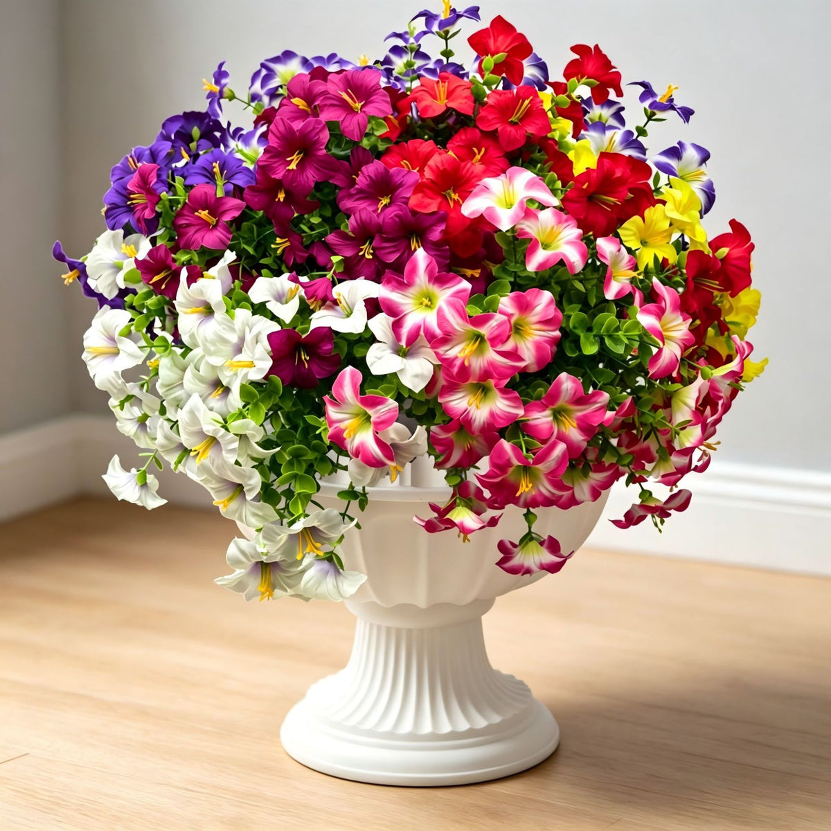 Künstliche Eukalyptus-Trichterblume, 37 cm, Plastik, realistisch, für Zuhause, Café, Hotel, Einzelhandel