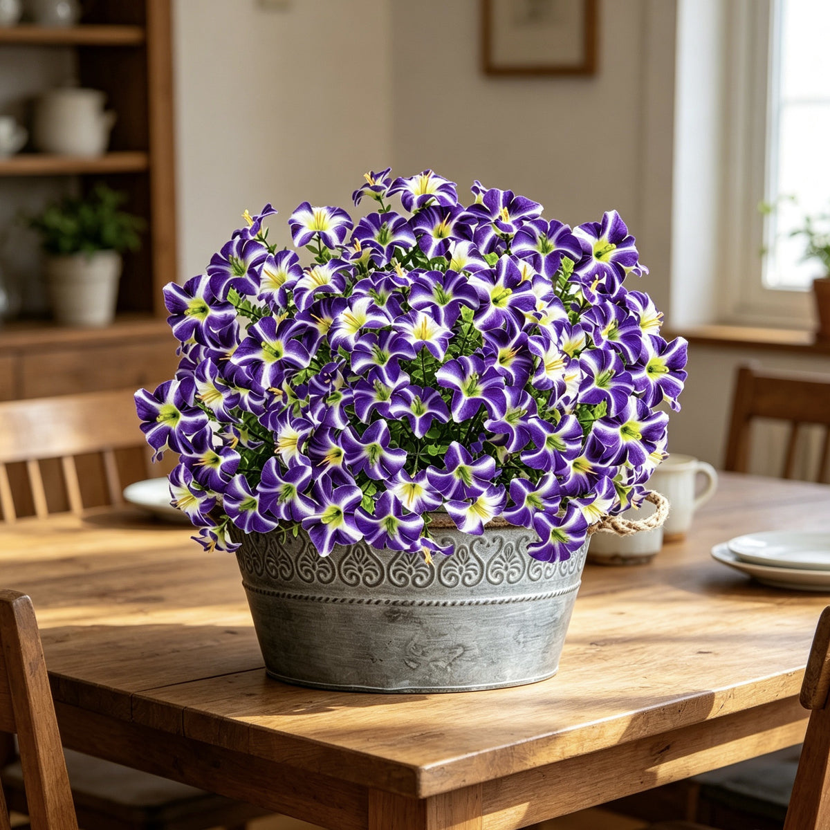 Künstliche Eukalyptus-Trichterblume, 37 cm, Plastik, realistisch, für Zuhause, Café, Hotel, Einzelhandel