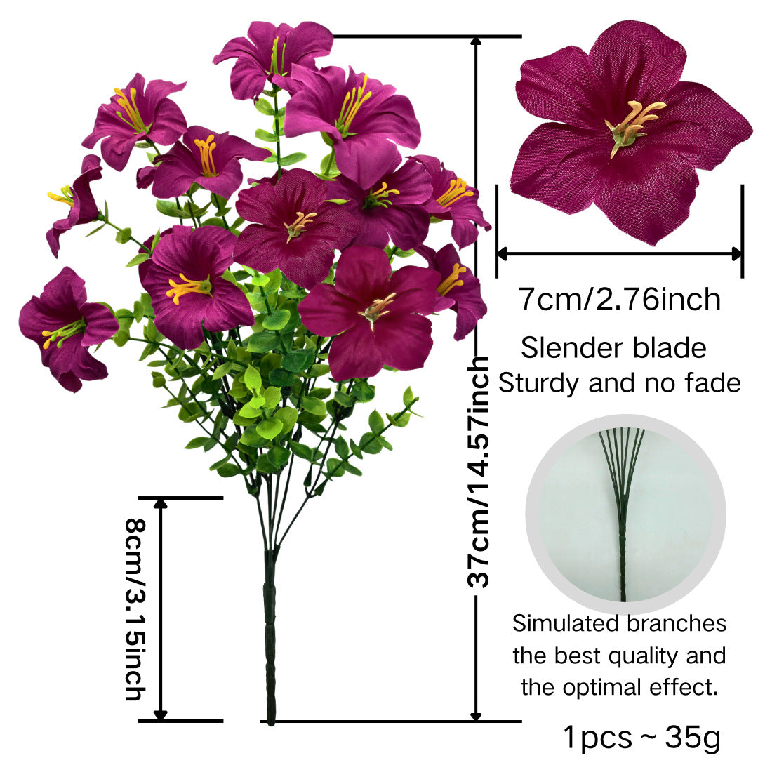 Künstliche Eukalyptus-Trichterblume, 37 cm, Plastik, realistisch, für Zuhause, Café, Hotel, Einzelhandel