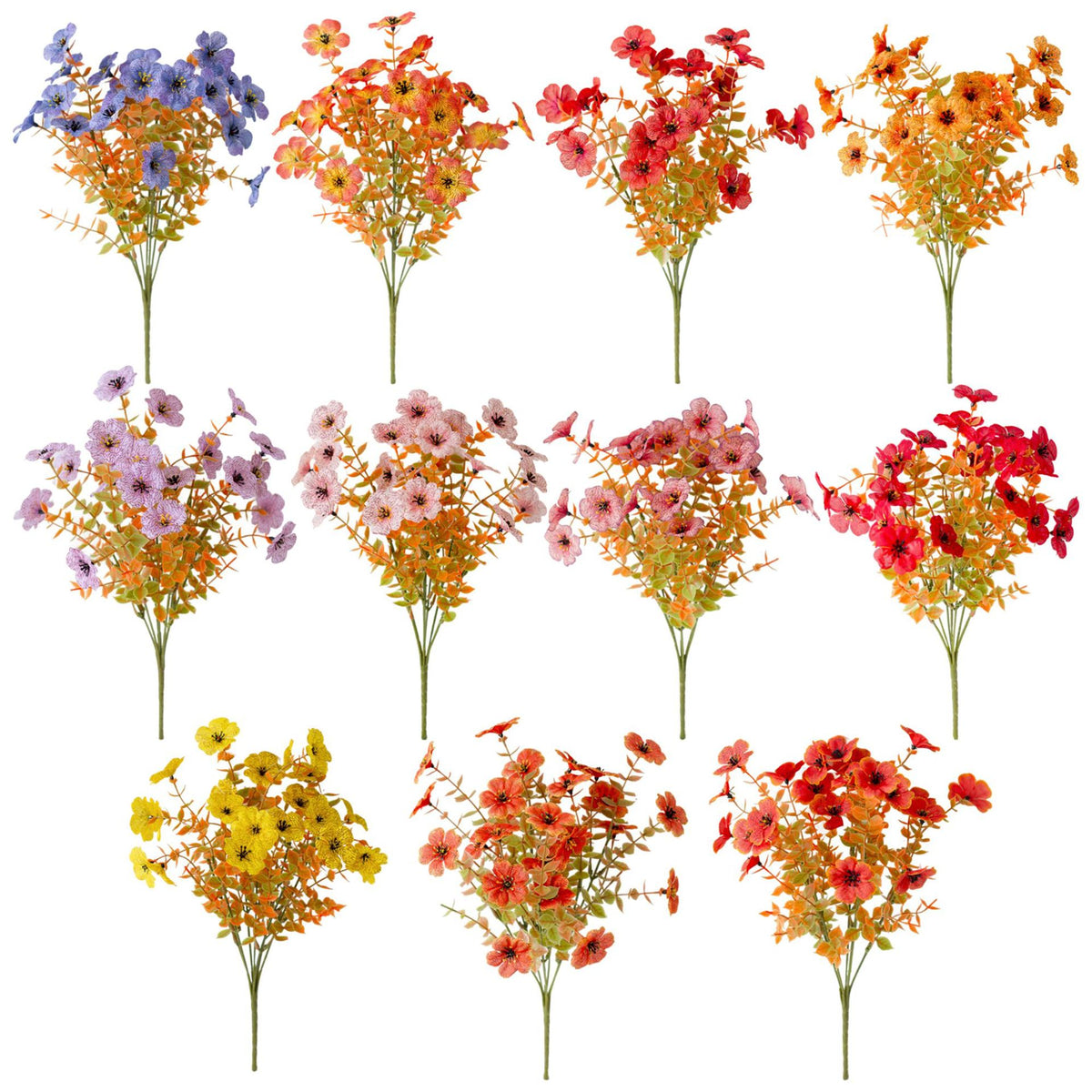 Künstliche Eukalyptus-Violett-Blumenstrauß, 36 cm, für Herbstdekoration, Hochzeiten, Feiertage, Heimdekoration