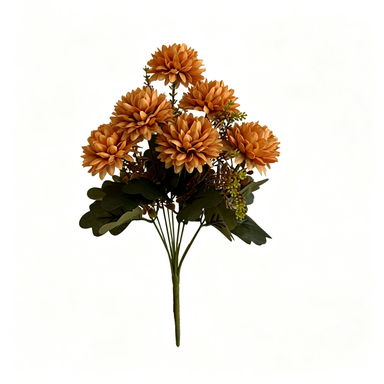 Künstliche Seidenblumen Pomeranze 37 cm, 8 Sträuße mit 48 Blüten, Hochzeit Dekoration, Herbstfarben, für Floristik & Innenraum