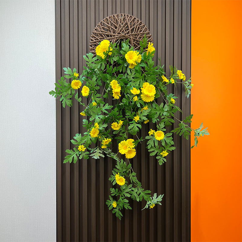 Künstliche Gänseblümchen-Ranke 80 cm mit Wandhalterung, Dekorative Hängepflanze für Innenraum, Hochzeit, Café, Büro